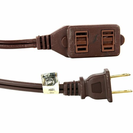 SUNLITE 20-Foot Household Extension Cord, Three 2-Prong Polarized Sockets, Tamper Guards, Indoor Use, Brown 04135-SU